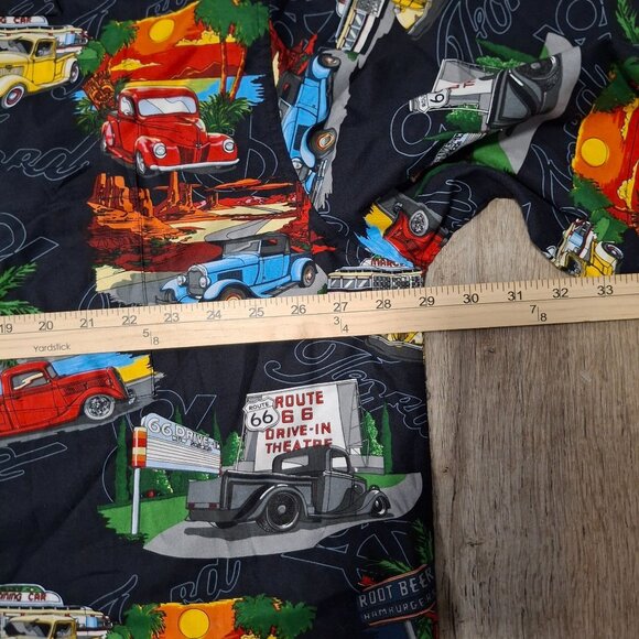 David Carey Originals Mens Route 66 Hawaiian Shirt 3Xl Retro Cars Short Sleeve - Picture 5 of 6